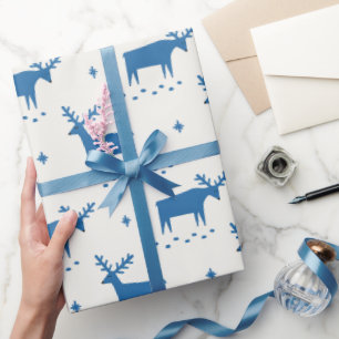 Weihnachtsrentiere. Blauwaldtiermuster Geschenkpapier