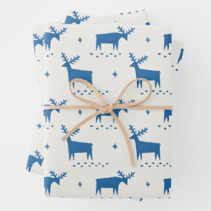 Weihnachtsrentiere. Blauwaldtiermuster Geschenkpapier Set