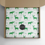 Weihnachtsrentiere. Grünwaldtiermuster Seidenpapier<br><div class="desc">Weihnachtsgrün Rentiermuster Gewebe Papier für Winterurlaub Geschenk.</div>