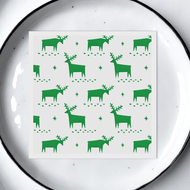Weihnachtsrentiere. Grünwaldtiermuster Serviette (Von Creator hochgeladen)