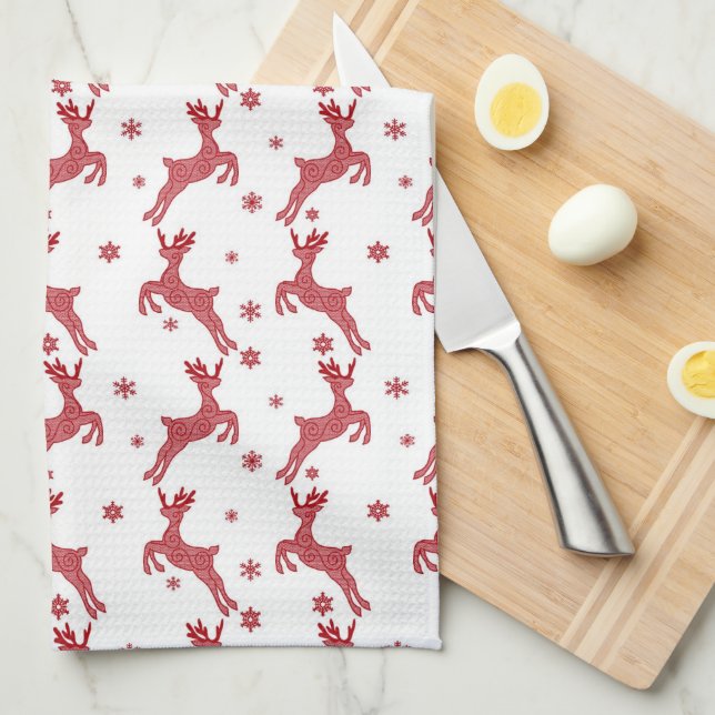 Weihnachtsrentiere Holiday Küchentuch (Viertel Falte)