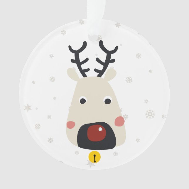 Weihnachtsrentiere mit Schneeflocken und Namen Ornament (Vorderseite)