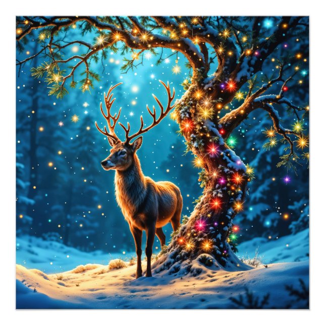 Weihnachtsrentiere Nordpol Fantasiekunst Fotodruck (Vorne)