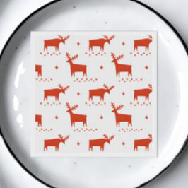 Weihnachtsrentiere. Rotes Waldtiermuster Serviette