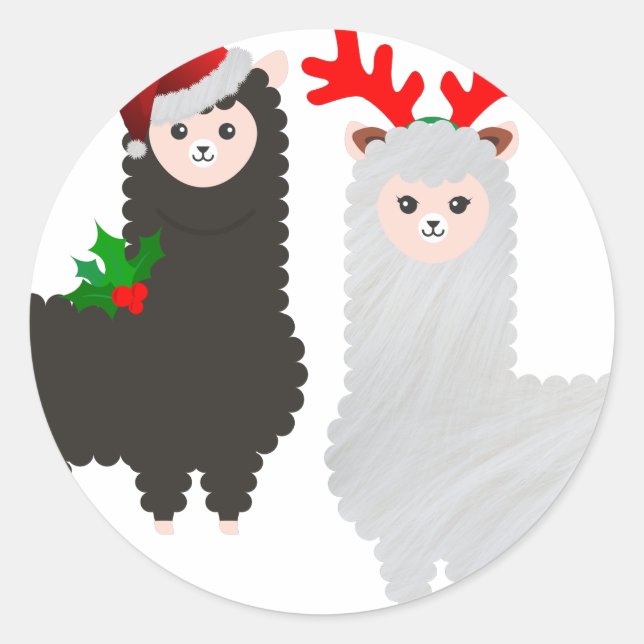 Weihnachtsrentiere Runder Aufkleber (Vorderseite)
