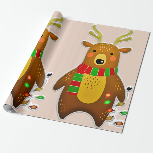 Weihnachtsrentierpapier Geschenkpapier (Ungerollt)