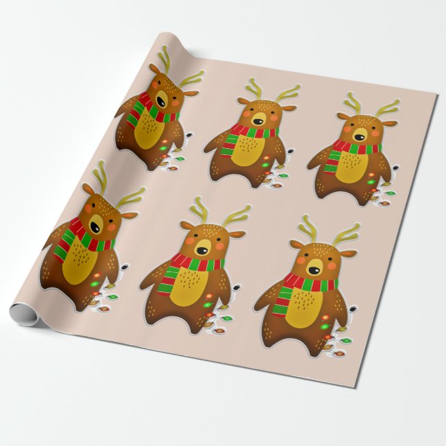Weihnachtsrentierpapier Geschenkpapier (Ungerollt)