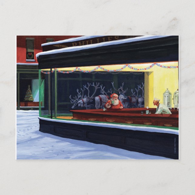 Weihnachtsrestaurant-Postkarte Feiertagspostkarte (Vorderseite)