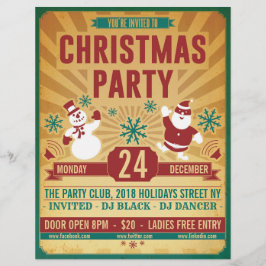 WeihnachtsRetro Party-Flyer Briefbogen
