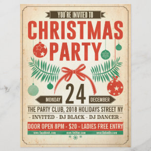 WeihnachtsRetro Party-Flyer Briefbogen