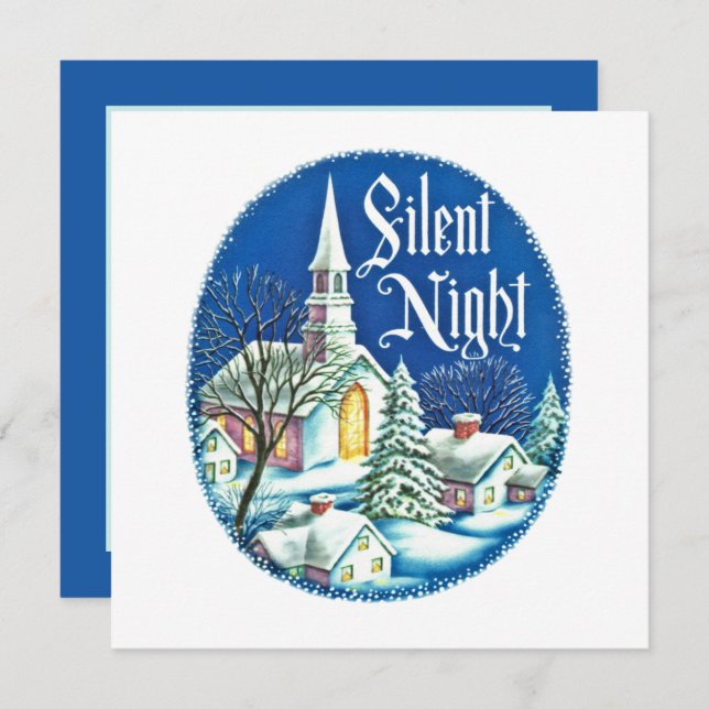 Weihnachtsretro Vintages KirchenParty  Einladung (Vorne/Hinten)