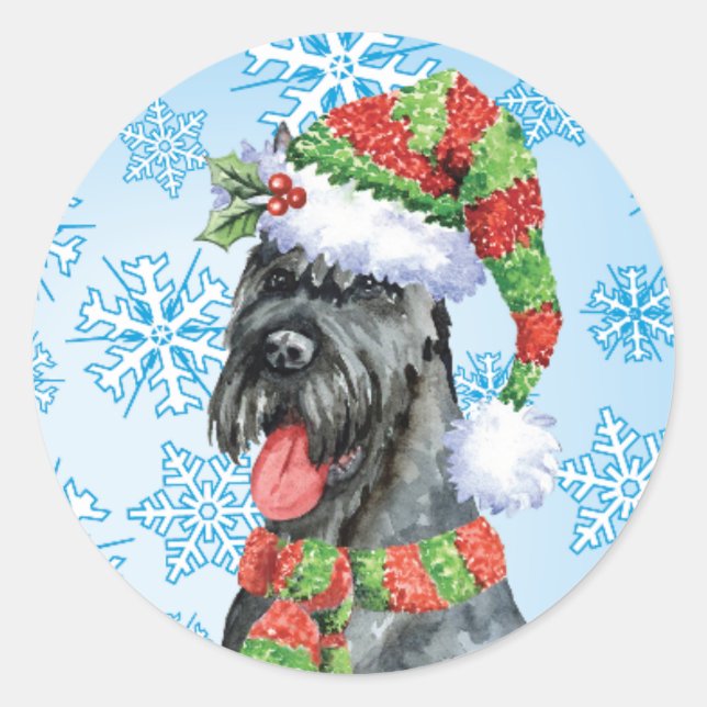 Weihnachtsriant Schnauzer Runder Aufkleber (Vorderseite)