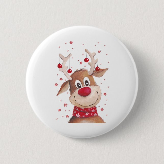 Weihnachtsrinder Button (Vorderseite)