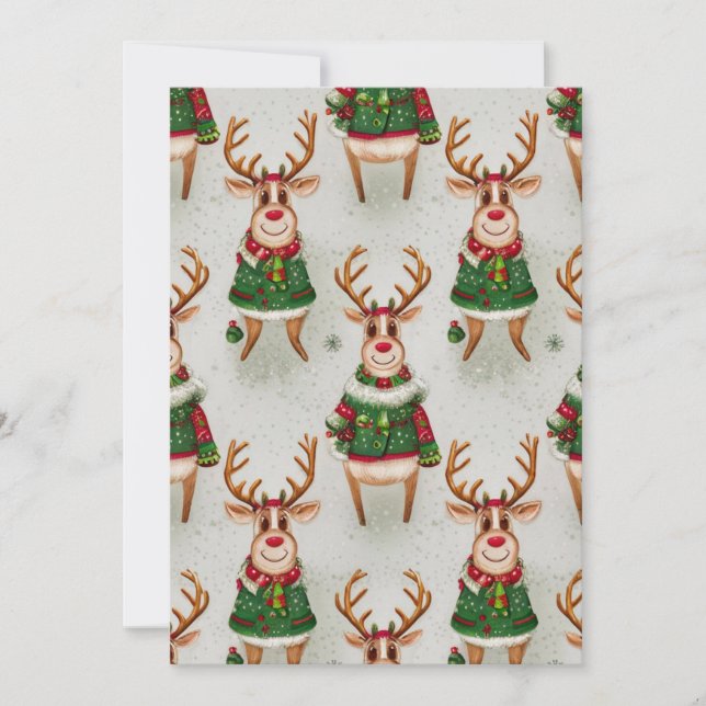 Weihnachtsrinder Einladung (Vorderseite)