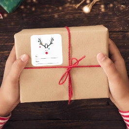 Weihnachtsrinder in weißem Rot Quadratischer Aufkleber