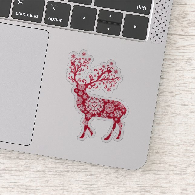 Weihnachtsrinder mit Schneeflocken Aufkleber (Detail)