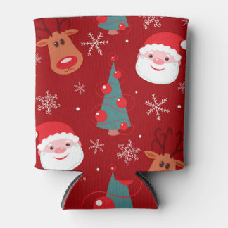Weihnachtsrinder, Santa, nahtlos rot Dosenkühler