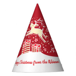 Weihnachtsrinder über Geschenke Roter Name Hut Partyhütchen