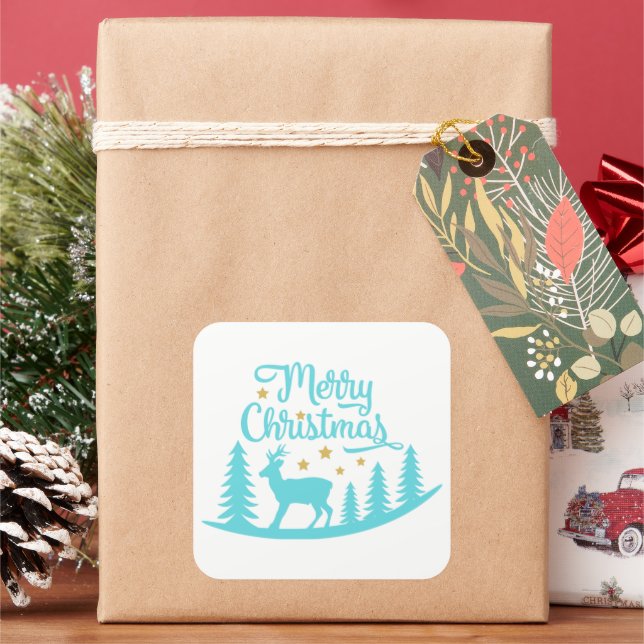 Weihnachtsrinder-Weihnachtsaufkleber Quadratischer Aufkleber (Feiertag)