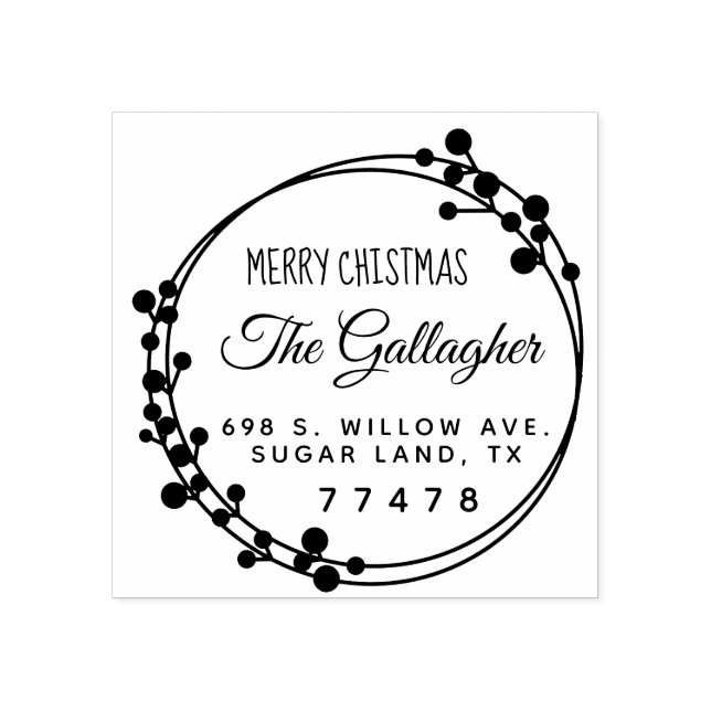 Weihnachtsring Frohe Weihnachtsfeier Rücksendeadre Gummistempel (Prägung)