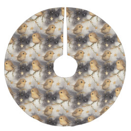 Weihnachtsrobben auf einem Sternenhimmel Polyester Weihnachtsbaumdecke