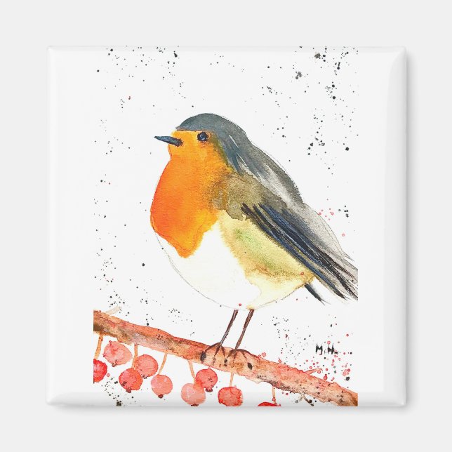 Weihnachtsrobin Magnet (Vorne)