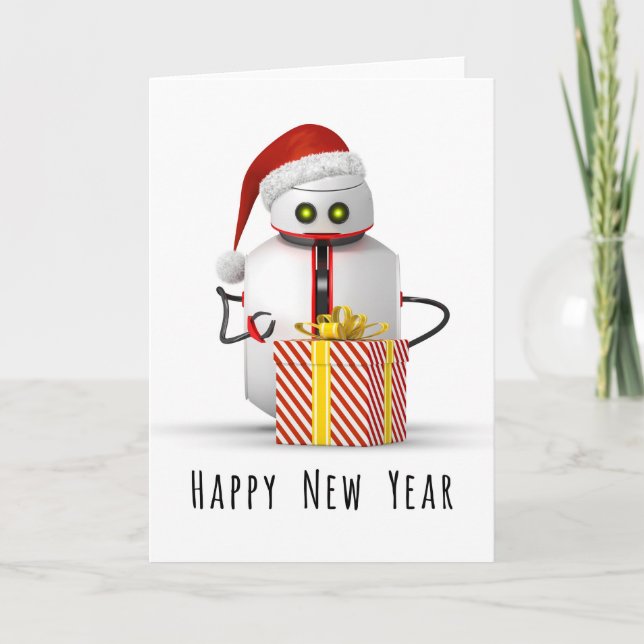 Weihnachtsroboter Feiertagskarte (Vorderseite)