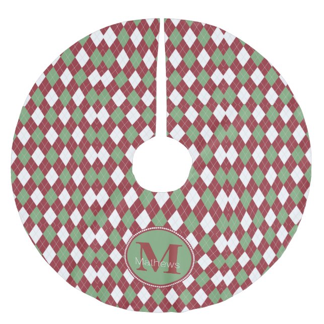 Weihnachtsrock-Monogram-Raute Polyester Weihnachtsbaumdecke (Vorderseite)