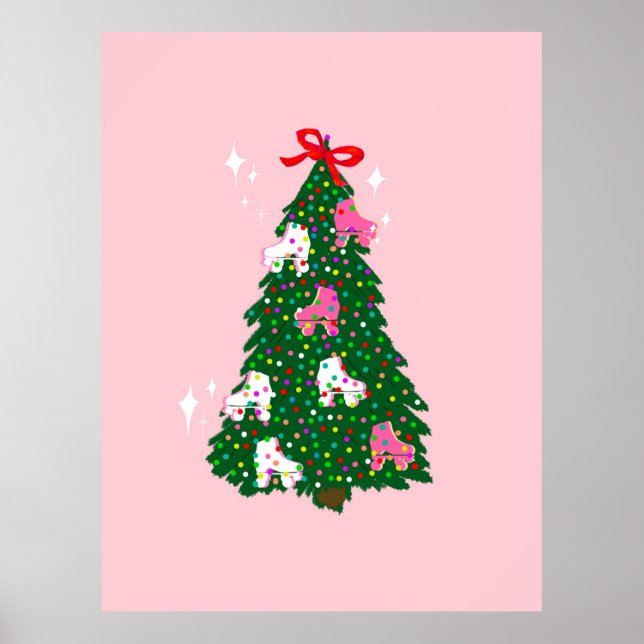 Weihnachtsroller Skate Ornamente Poster (Vorne)