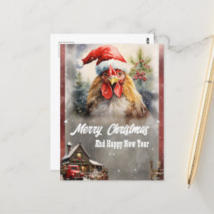 Weihnachtsrooster Watercolor Postkarte