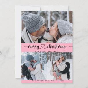 Weihnachtsrosa 3 Collage Multi Foto Urlaubskarte Einladung