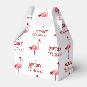 Weihnachtsrosa Flamingo Bird mit Weihnachtsmannmüt Geschenkschachtel