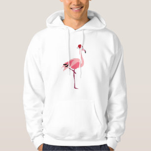 Weihnachtsrosa Flamingo Bird mit Weihnachtsmannmüt Hoodie