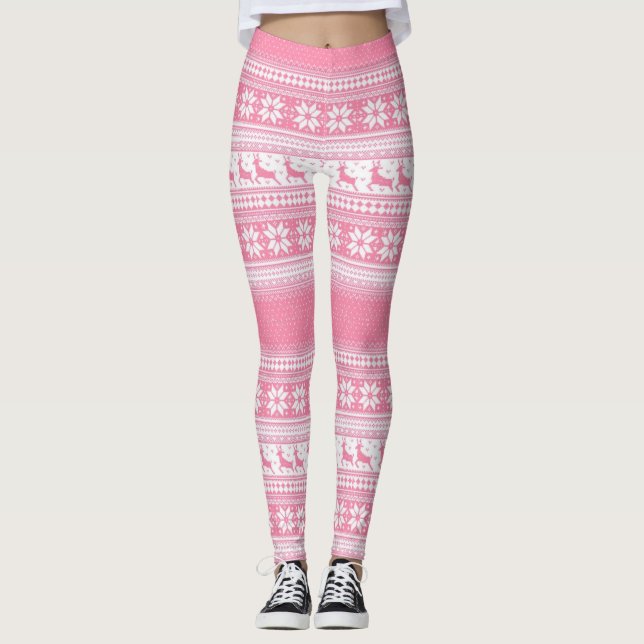 Weihnachtsrosa Leggings (Vorderseite)