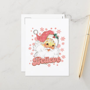 Weihnachtsrosa Santa Feiertagspostkarte