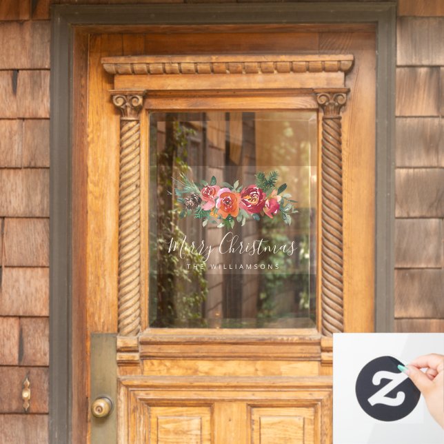 Weihnachtsrot-Blume Personalisierter Name Fensteraufkleber (Haustür)
