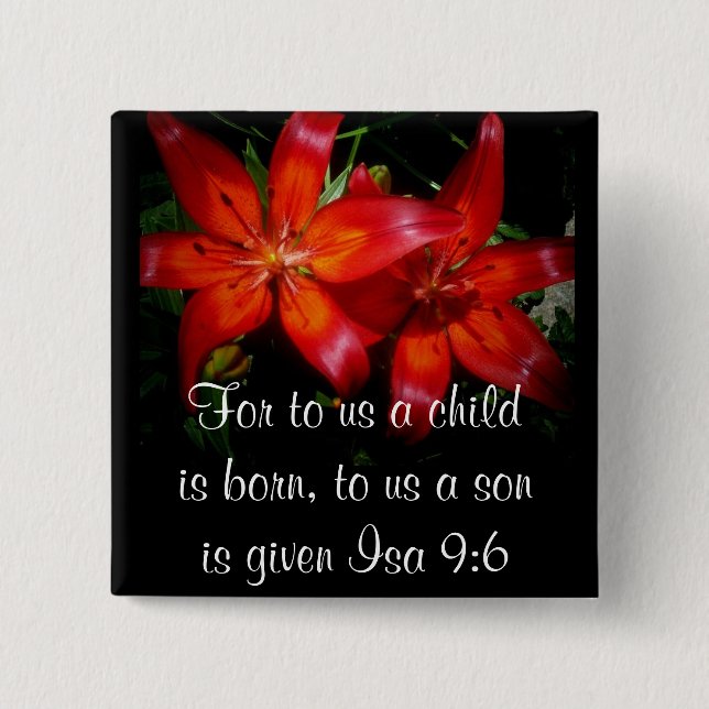 Weihnachtsrot-Blumen Button (Vorderseite)