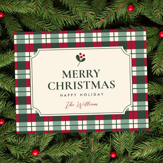 Weihnachtsrot grün kariert Schottenmuster  Karte (Von Creator hochgeladen)