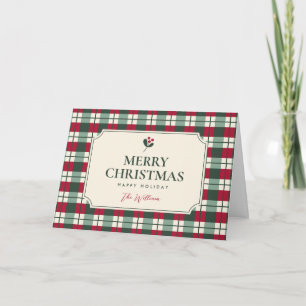 Weihnachtsrot grün kariert Tartan  Karte