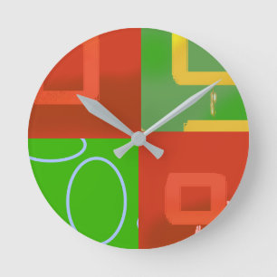 Weihnachtsrot Grüne Geometrische Runde Wanduhr