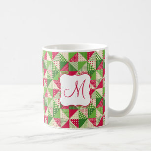 Weihnachtsrot-grünes farbiges Patchworkmuster Kaffeetasse
