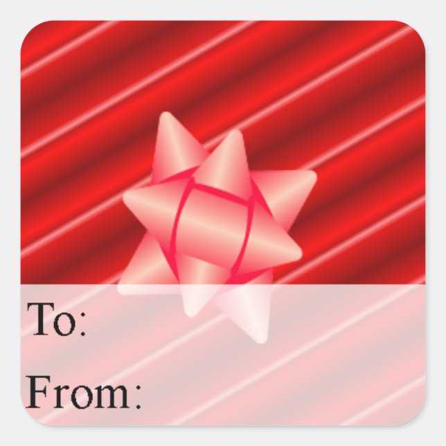 Weihnachtsrot in 3D-Geschenktafel Quadratischer Aufkleber (Vorderseite)