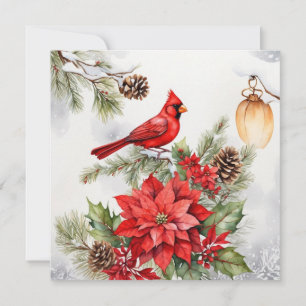 Weihnachtsrot, Poinsettia, Pelz Feiertagskarte