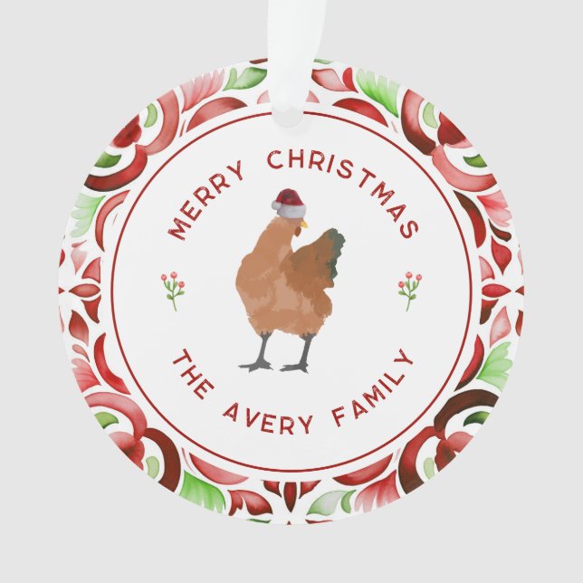 Weihnachtsrot und grüne Farbe Ornament (Vorderseite)