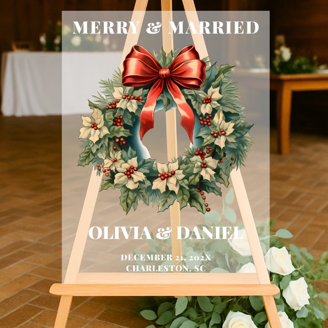 Weihnachtsrot und Grüne Hochzeit Willkommen Mattie Acrylschild (Von Creator hochgeladen)