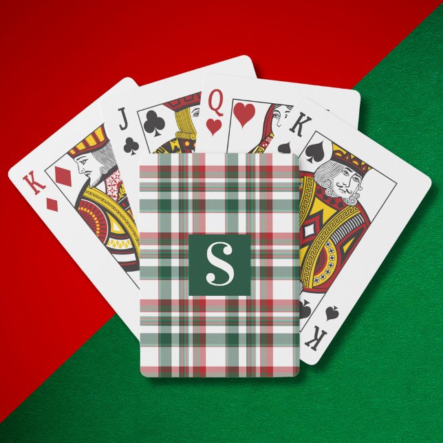 Weihnachtsrot und grüne Karierte Monogramm Spielkarten (Von Creator hochgeladen)