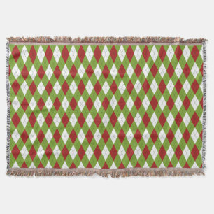 Weihnachtsrot und Grüne Raute Harlequin Pattern Decke