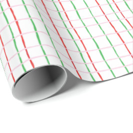 Weihnachtsrot und Grüntöne Streifen Geschenkpapier