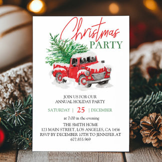 Weihnachtsrot und LKW-Party Einladung
