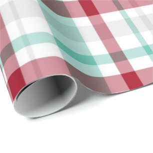 Weihnachtsrot und Minzgrün Karierte Wraps Geschenkpapier